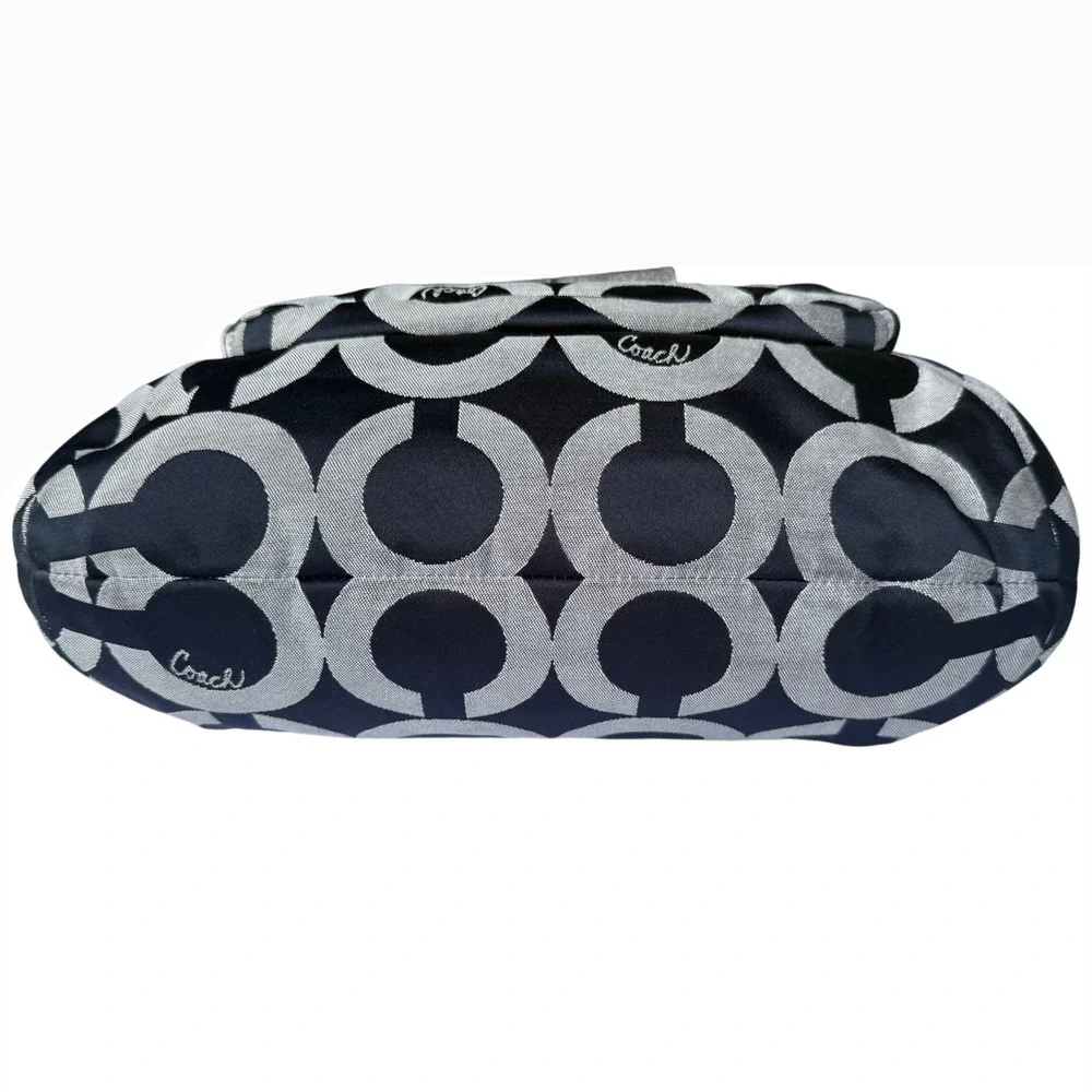 COACH Kristin Op Art Sateen Hobo Bag, Black and Gray Monogram, Shoulder/Hand Bag